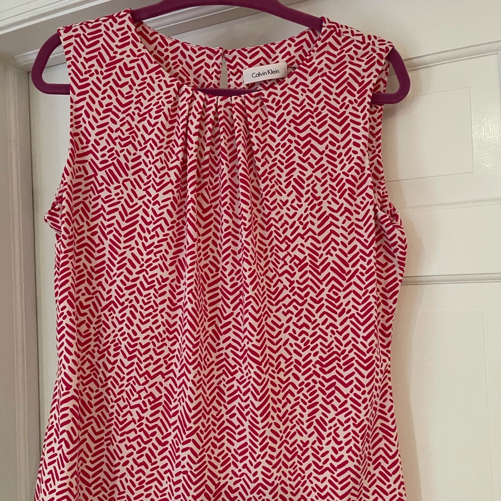 Calvin Klein white and pink sleeveless top